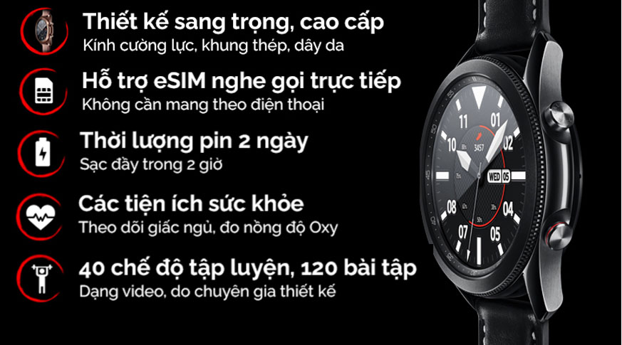 Samsung Galaxy Watch 3 LTE 45mm Viền Thép Dây Da Chính Hãng Trôi Bảo Hành Samsung Galaxy Watch 3 LTE 45mm Viền Thép Dây Da Chính Hãng Trôi Bảo Hành