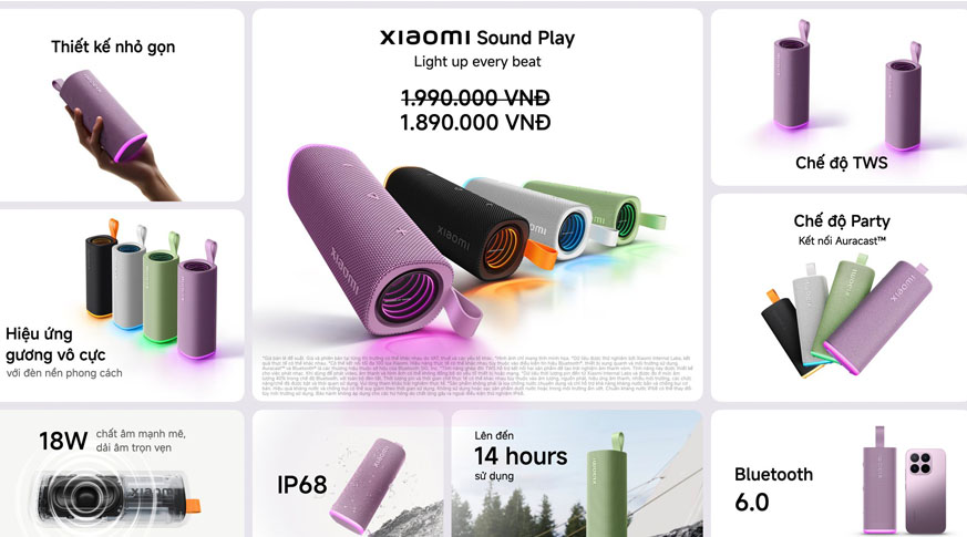 Loa Bluetooth Xiaomi Sound Play tính năng