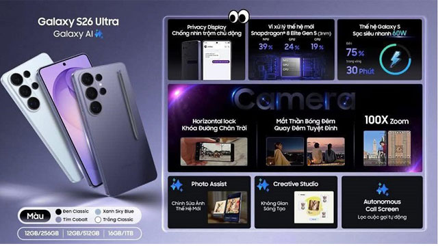 Cấu hình Galaxy S26 Ultra: Snapdragon 8 Elite Gen 5